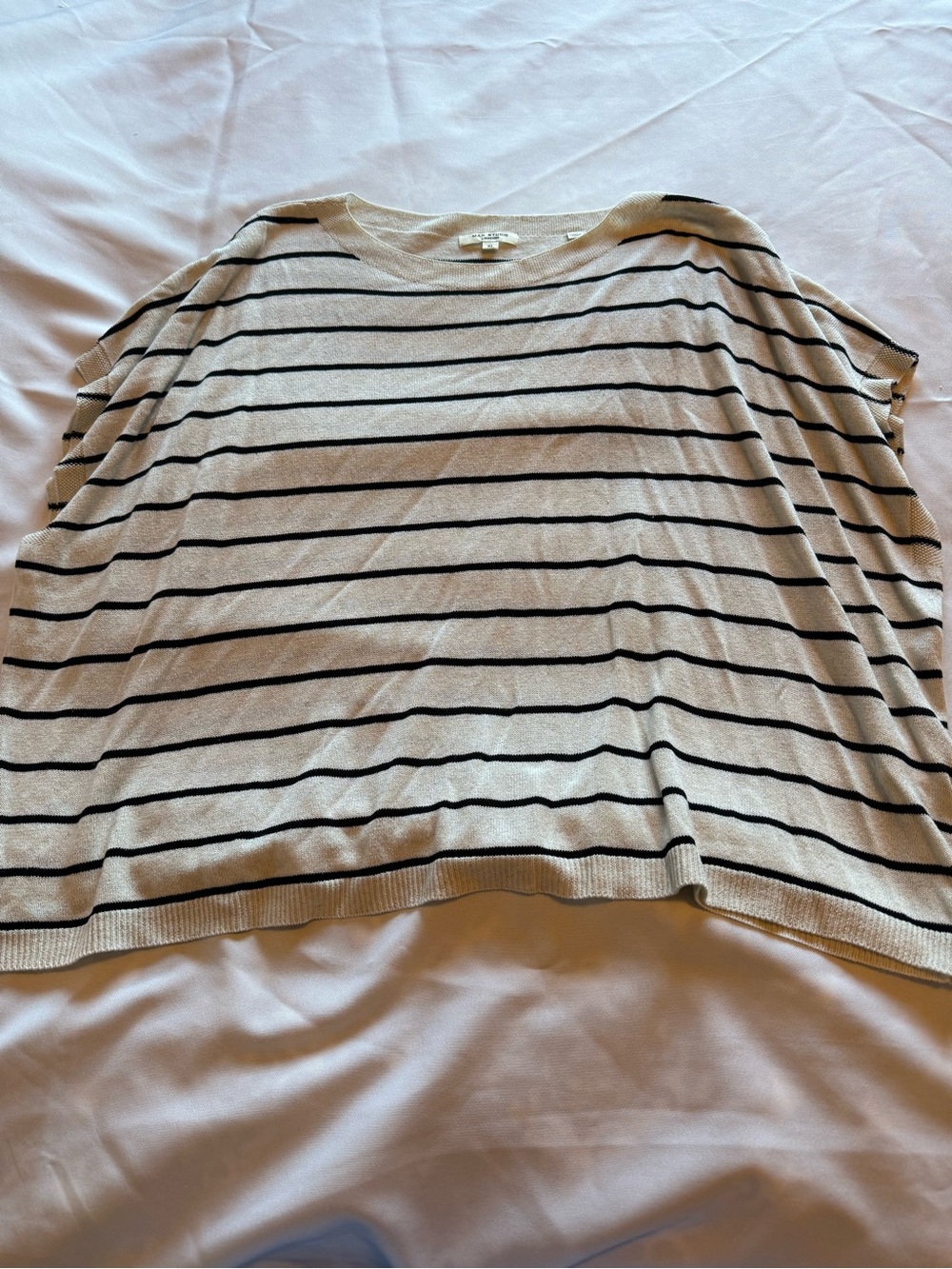 Max Studio London Striped Lightweight Knit Sweater XL Cream Black